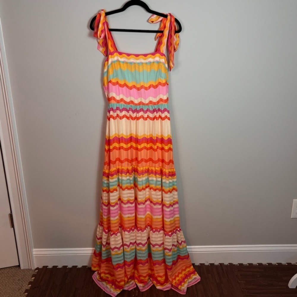 Flying Tomato In the Spotlight Woven Maxi Dress Womens sz Small Colorful Lined